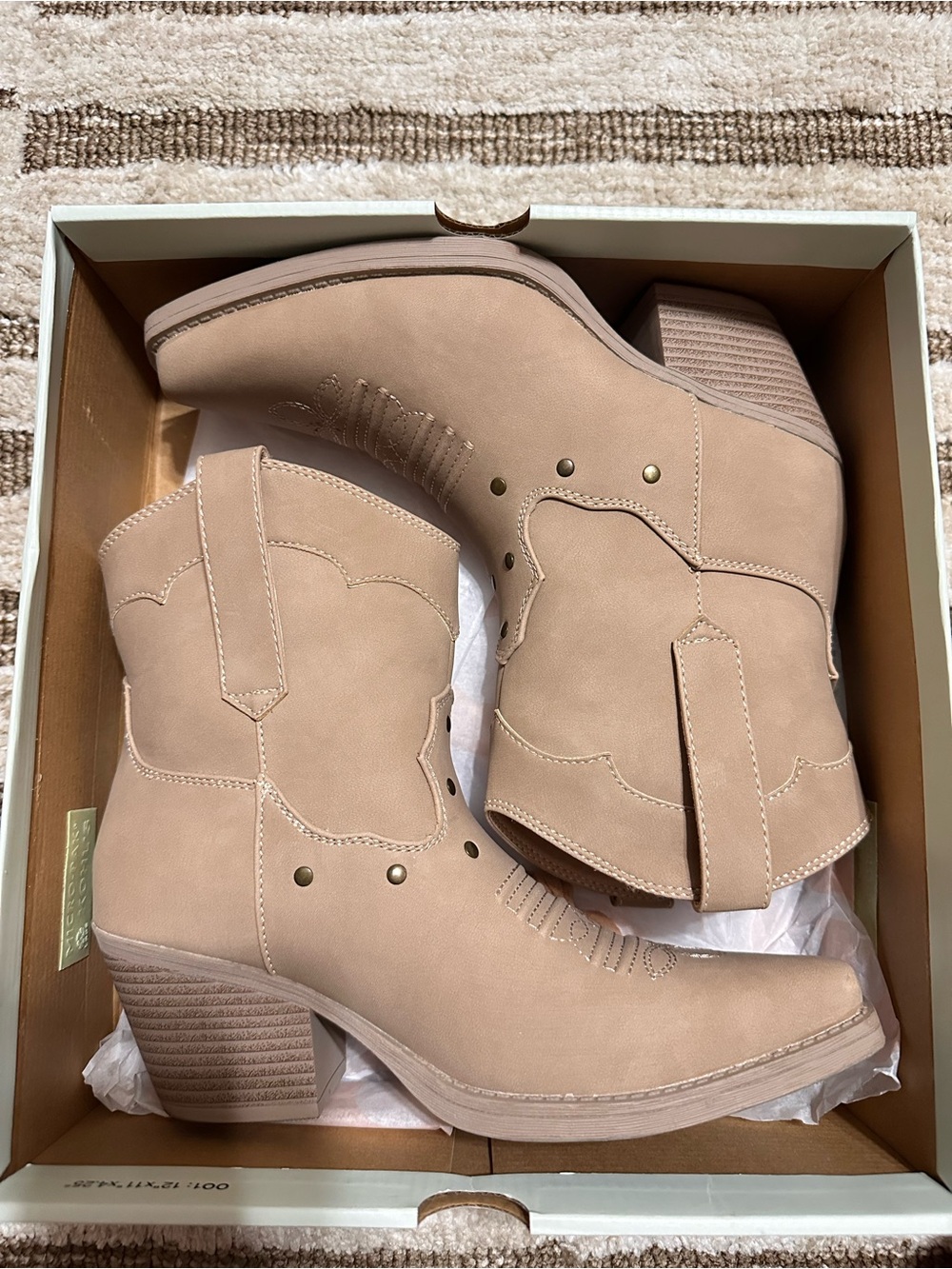 Kohl's Tan Western-Style Ankle Booties
